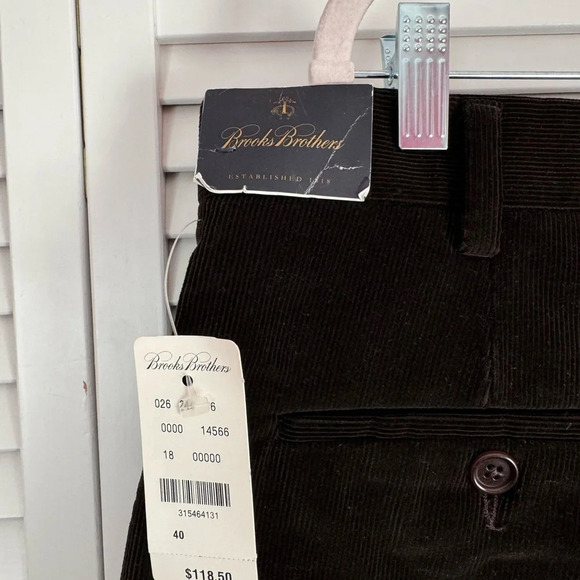 Brooks Brothers Men’s Corduroy Cotton Dark Brown Pants Festive Size 40 NWT - Picture 6 of 8